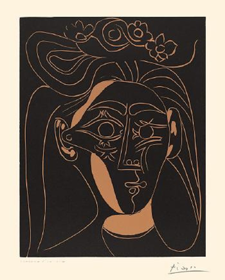 Jacqueline au chapeau à fleurs. I by Pablo Picasso