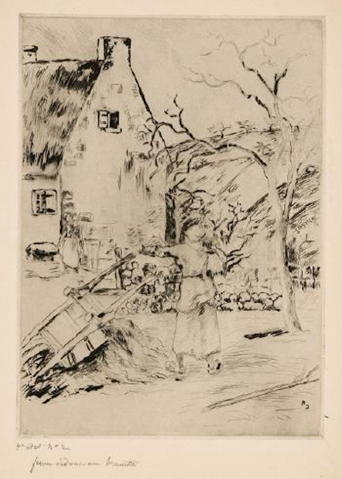 Femme vidant une brouette by Camille Pissarro