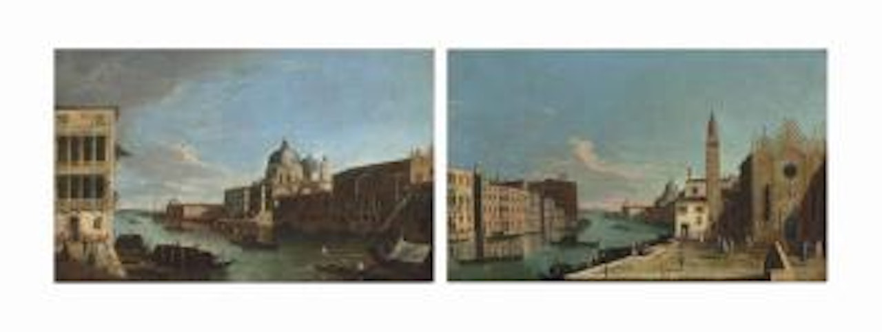 The Grand Canal, Venice, looking towards Santa Maria della Salute with the Punta della Dogana; and The Grand Canal, Venice, looking east with the Scuola della Carità by Apollonio Domenichini