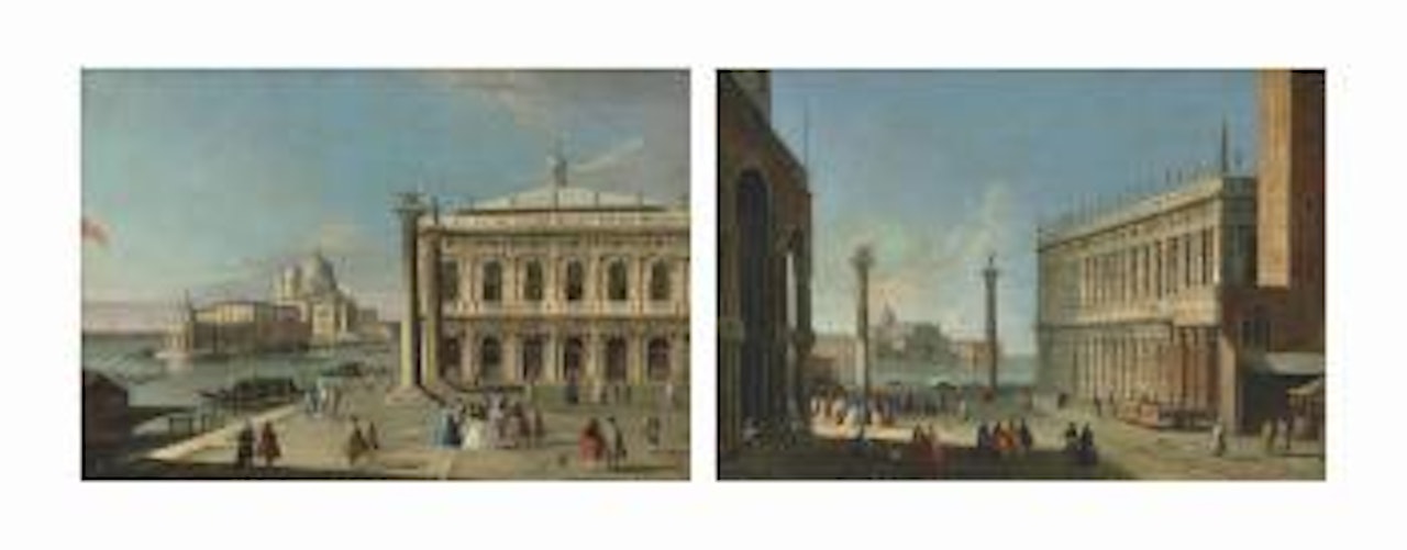 The Piazzetta, Venice, with the Libreria, the entrance to the Grand Canal with the Dogana and Santa Maria della Salute by Apollonio Domenichini