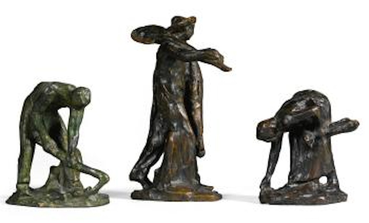 Glaneuse Aux Épis, Bineur And Homme À La Pelle Allant Au Travail (Gleaner, Hoer And Man Carrying A Shovel To Work) by Aime Jules Dalou