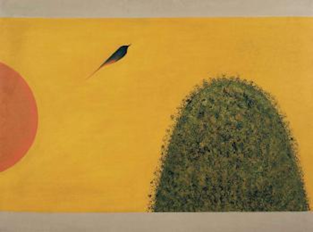 Untitled (Bird, Tree, Mountain) by Jagdish Swaminathan