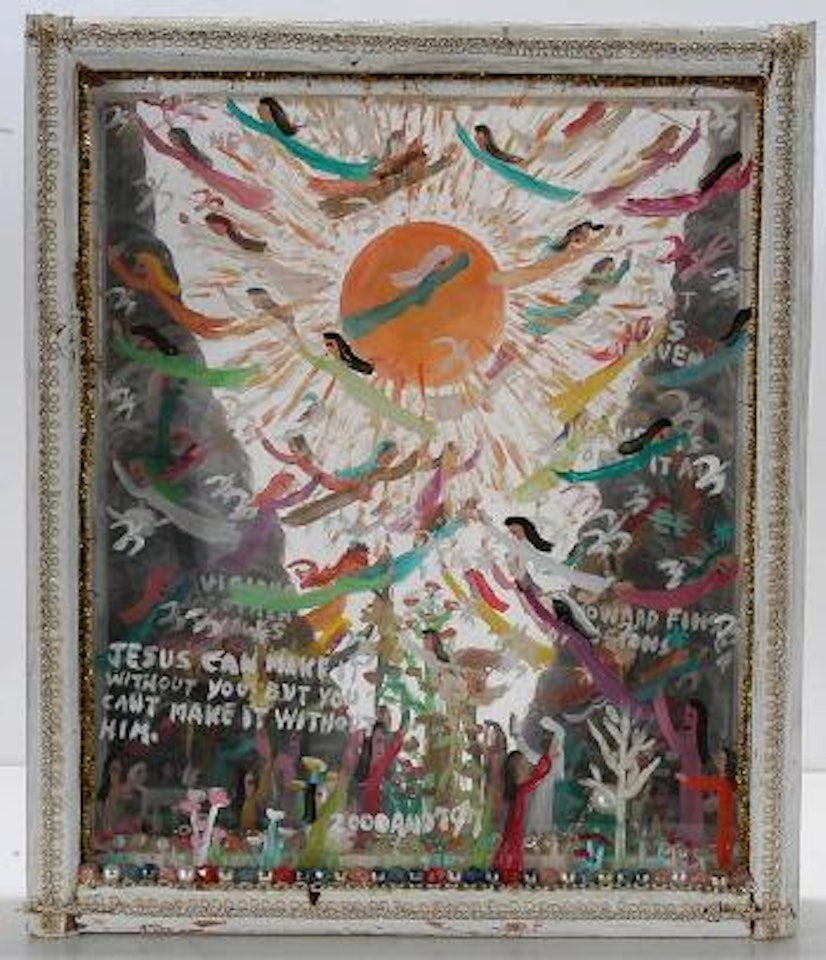 Sun burst four layer shadow box, #2,797 by Howard Finster