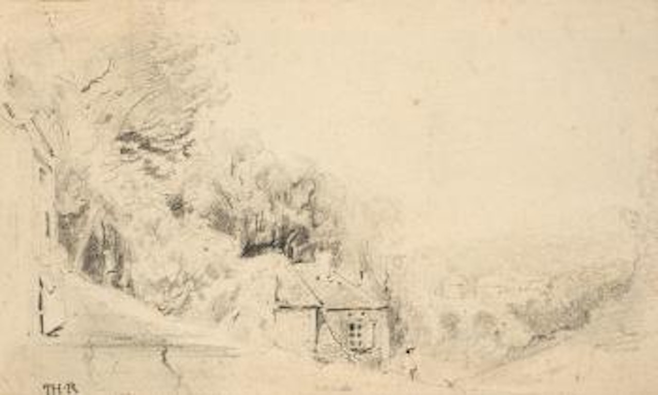 Häuser In Hügeliger Landschaft by Théodore Rousseau