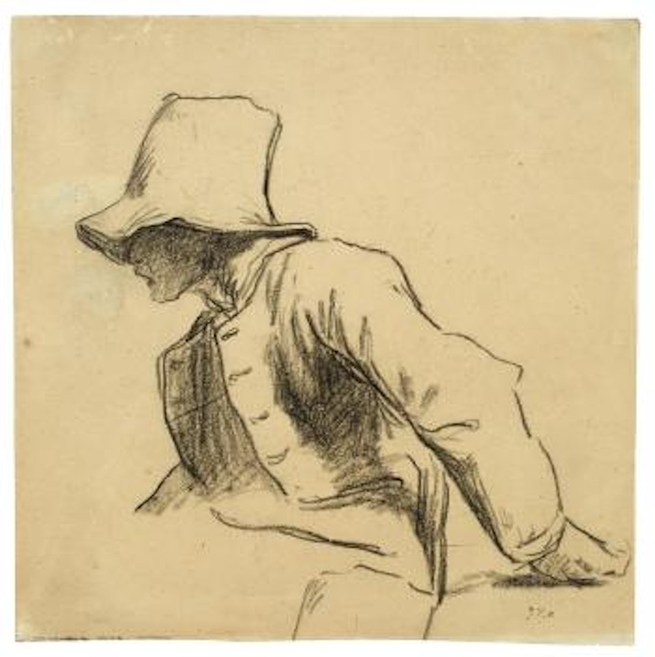 Sitzender Bauernjunge Nach Links by Jean-François Millet