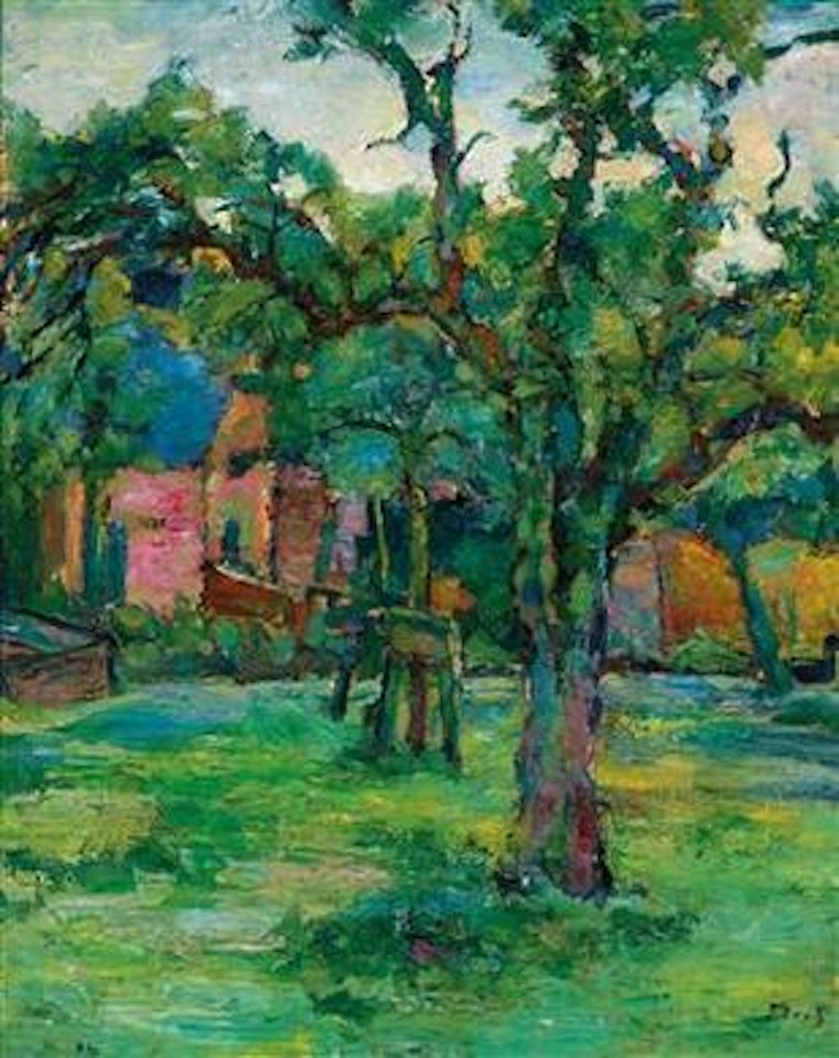 Landscape with tree with houses in the background by Joseph Floch