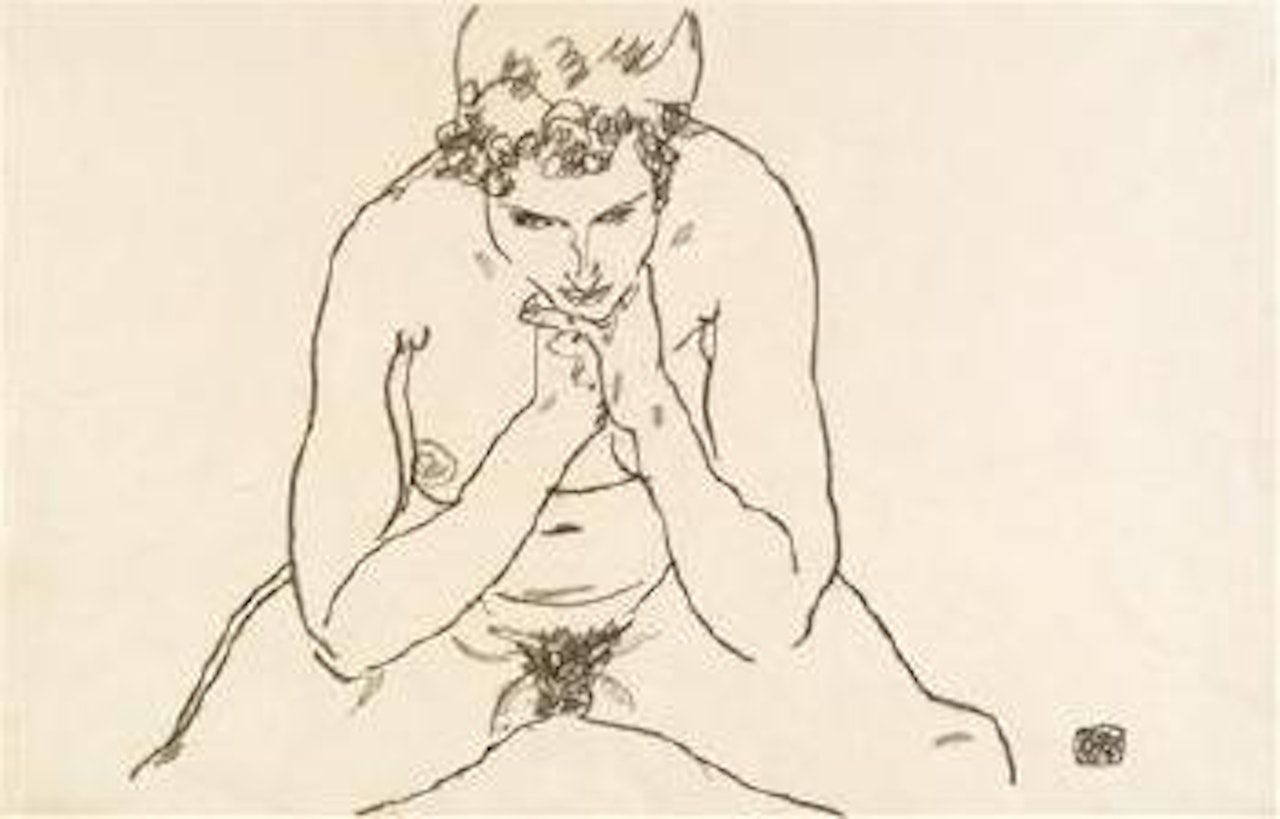 Seated nude by Egon Schiele