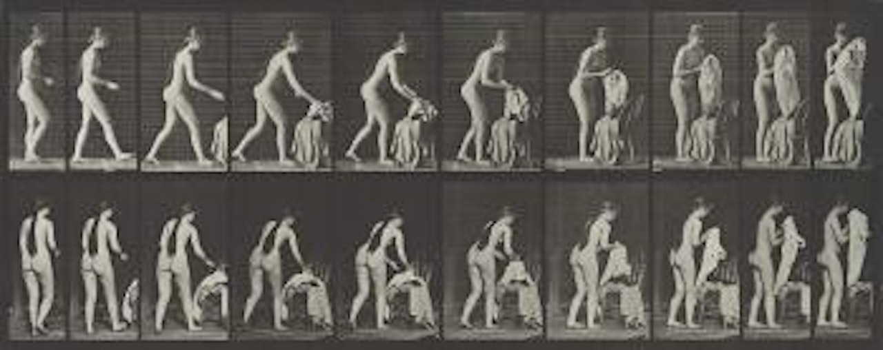 Animal Locomotion, Female (Toilet, Preparing To Put On Clothing), Plate 415 by Eadweard Muybridge