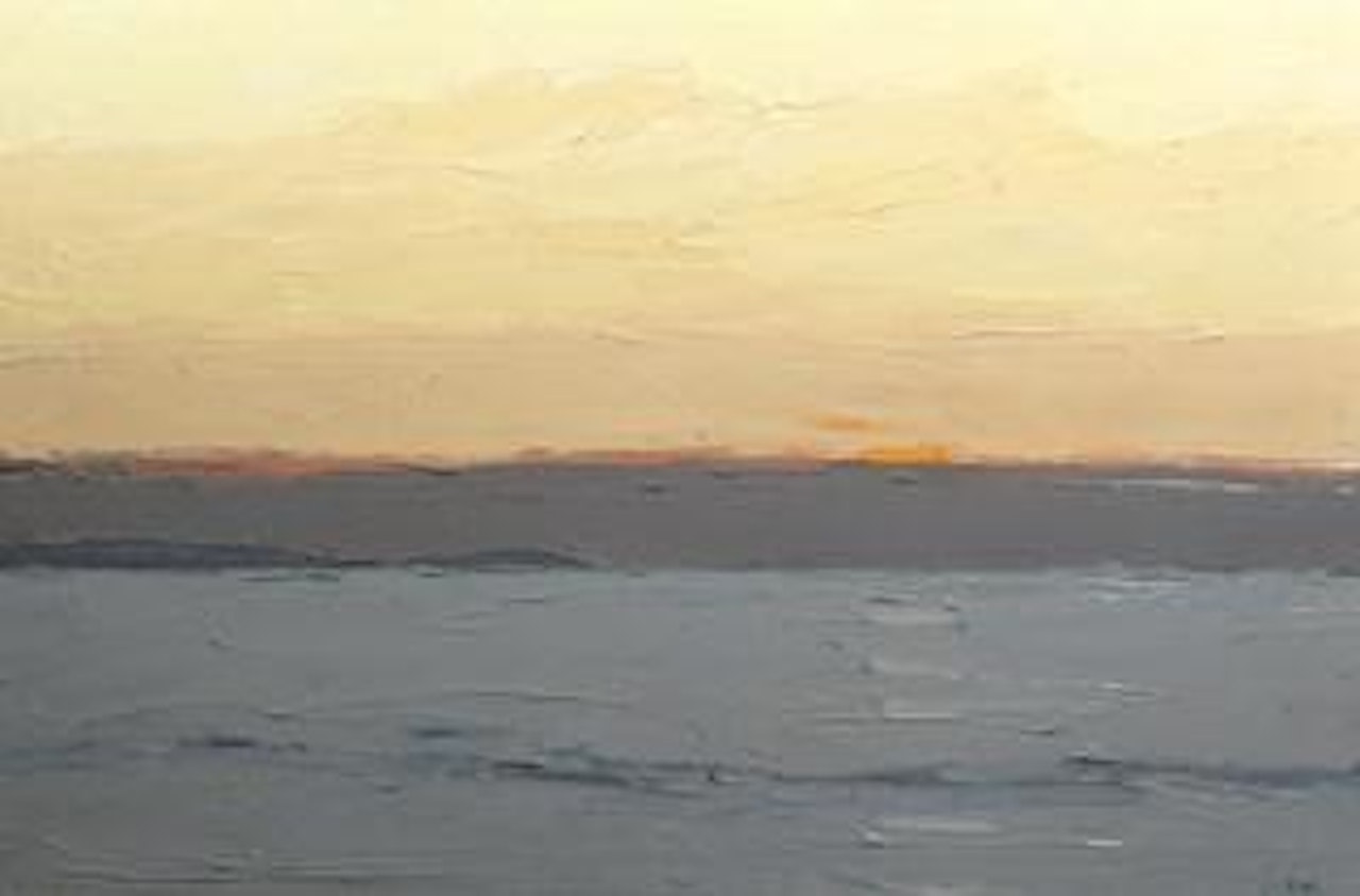 Sun behind cloud bank by Kyffin Williams