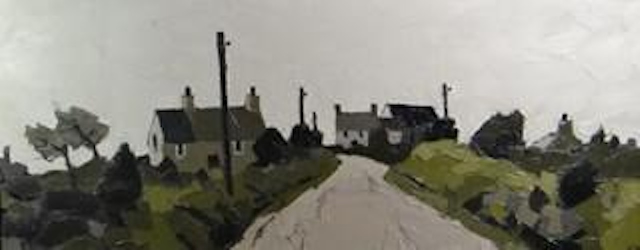 Aberffraw, Anglesey village scene by Kyffin Williams