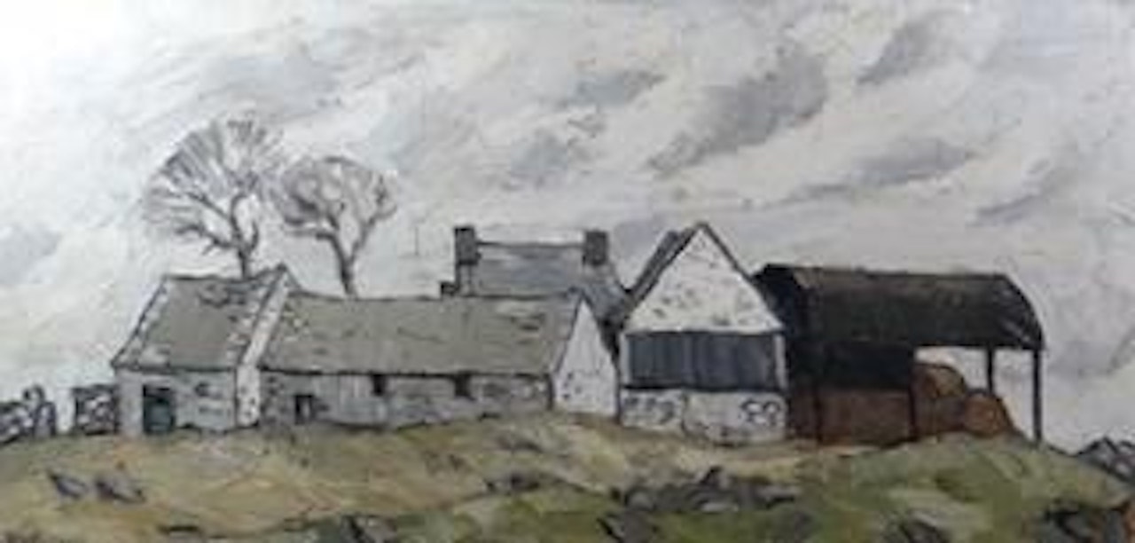 Farmstead and outbuildings by Kyffin Williams