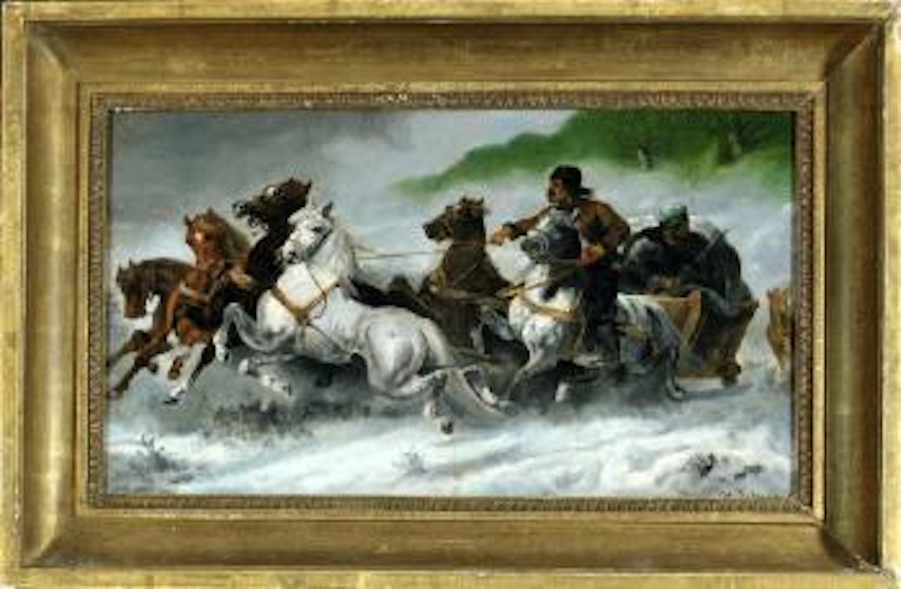 Kosaken mit Pferdeschlitten by Adolf Schreyer