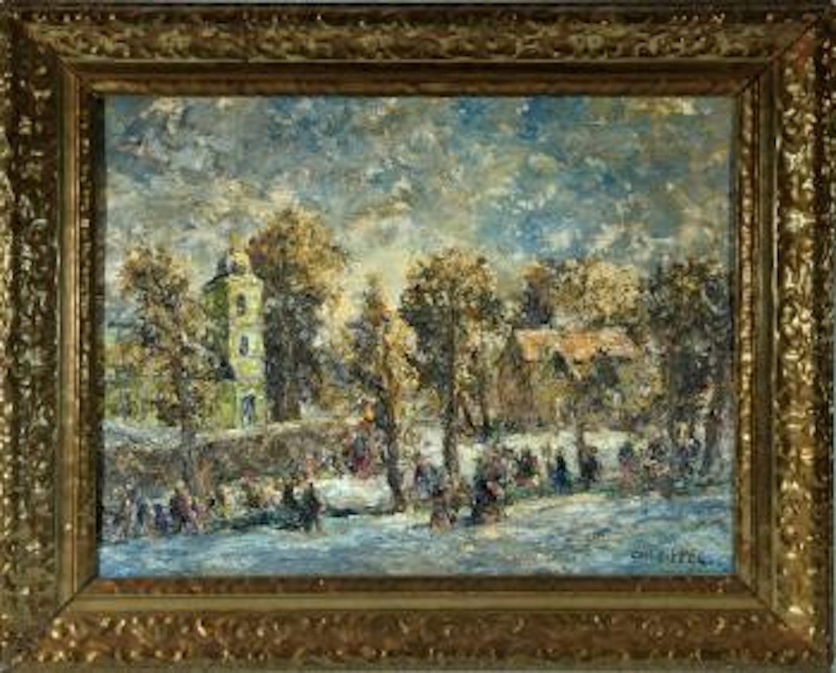 Kirchgang im Winter by Otto Pippel