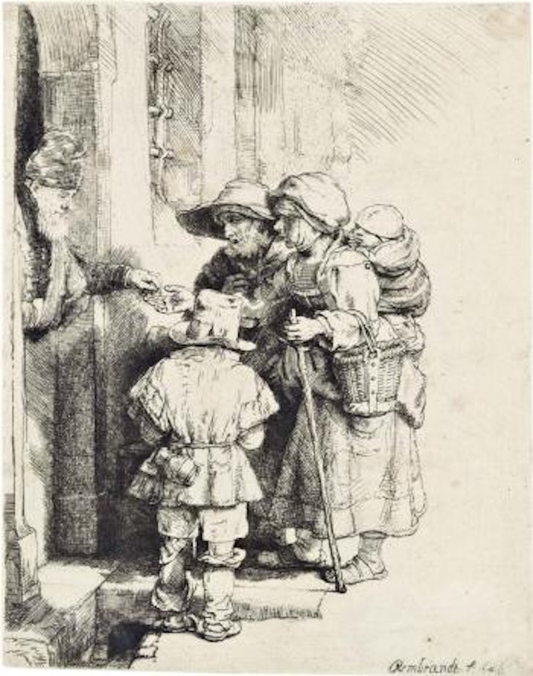 Beggars Receiving Alms at The Door (Hind 233; New Hollstein 243) by Attributed to Rembrandt Harmensz van Rijn