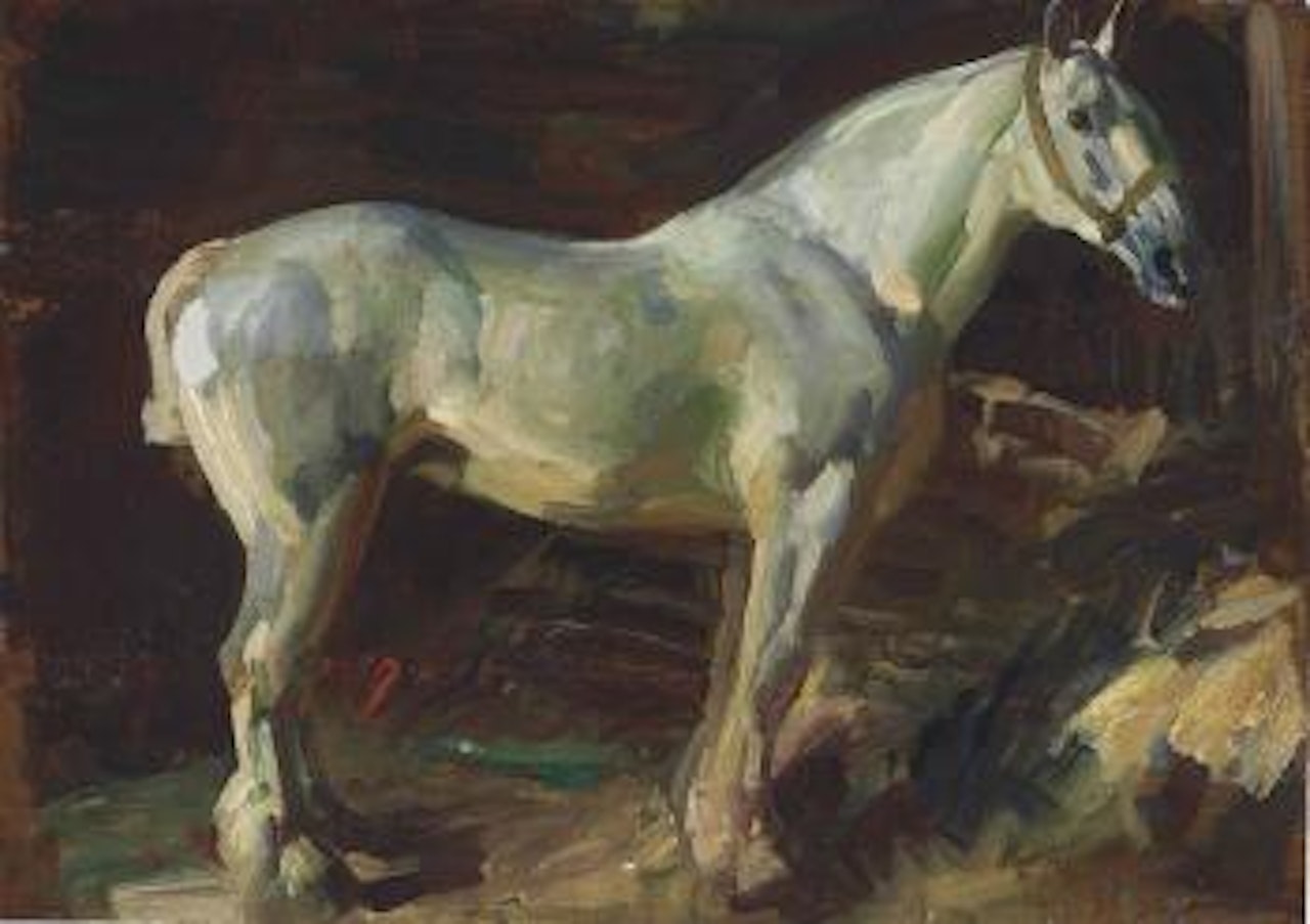 A Percheron, in a Stable by Alfred James Munnings