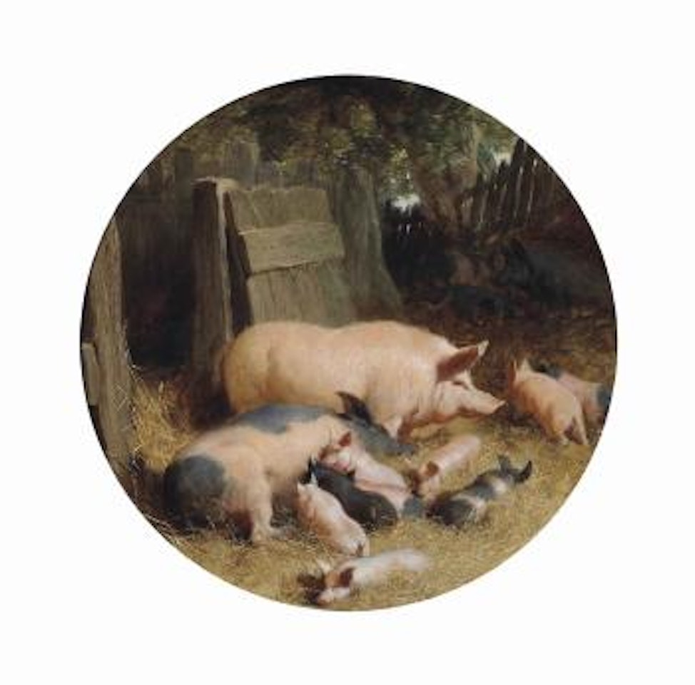 Pigs and Piglets in a Farmyard by John Frederick Herring