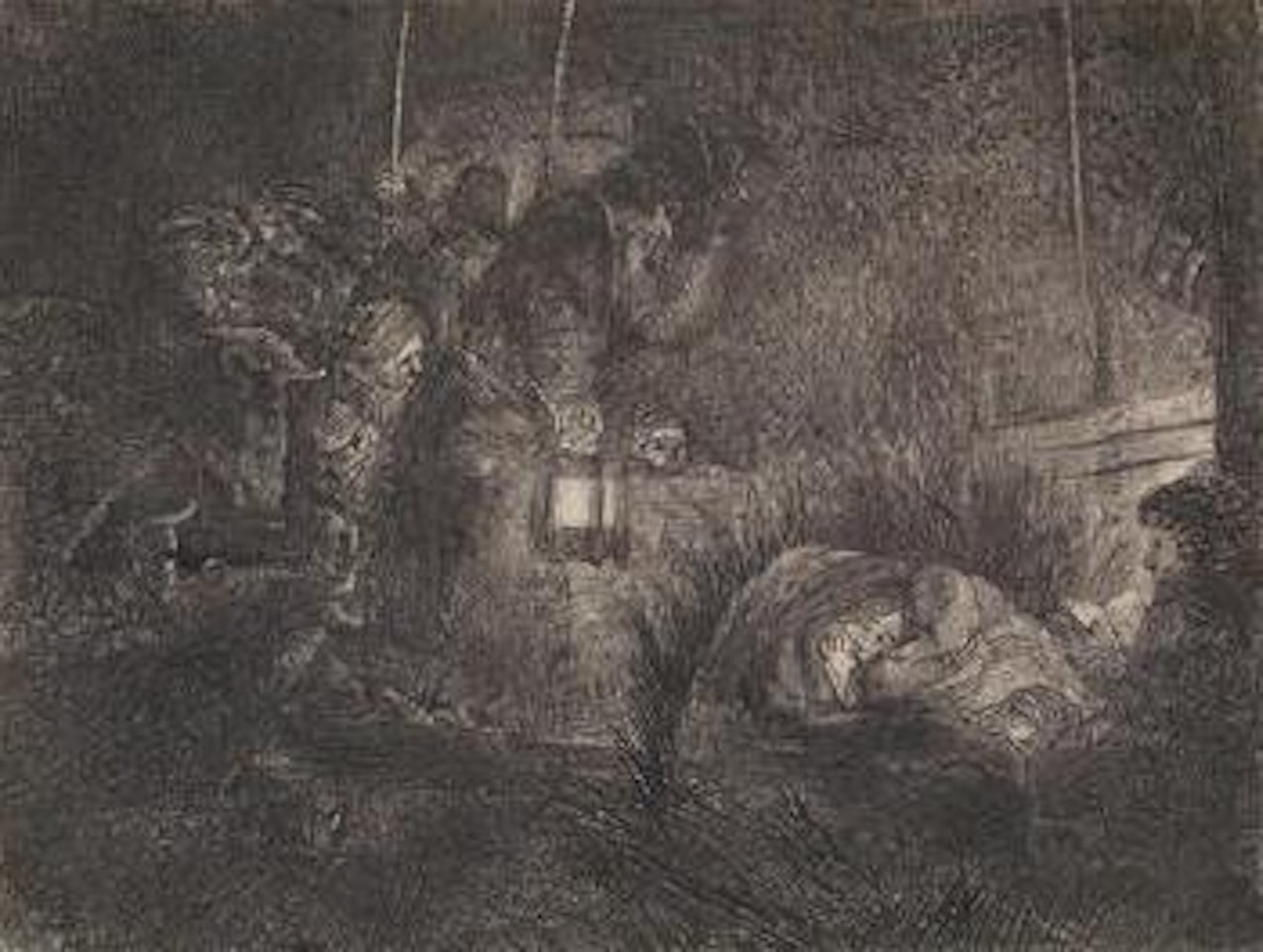 The Adoration of the Shepherds at lantern light by Attributed to Rembrandt Harmensz van Rijn