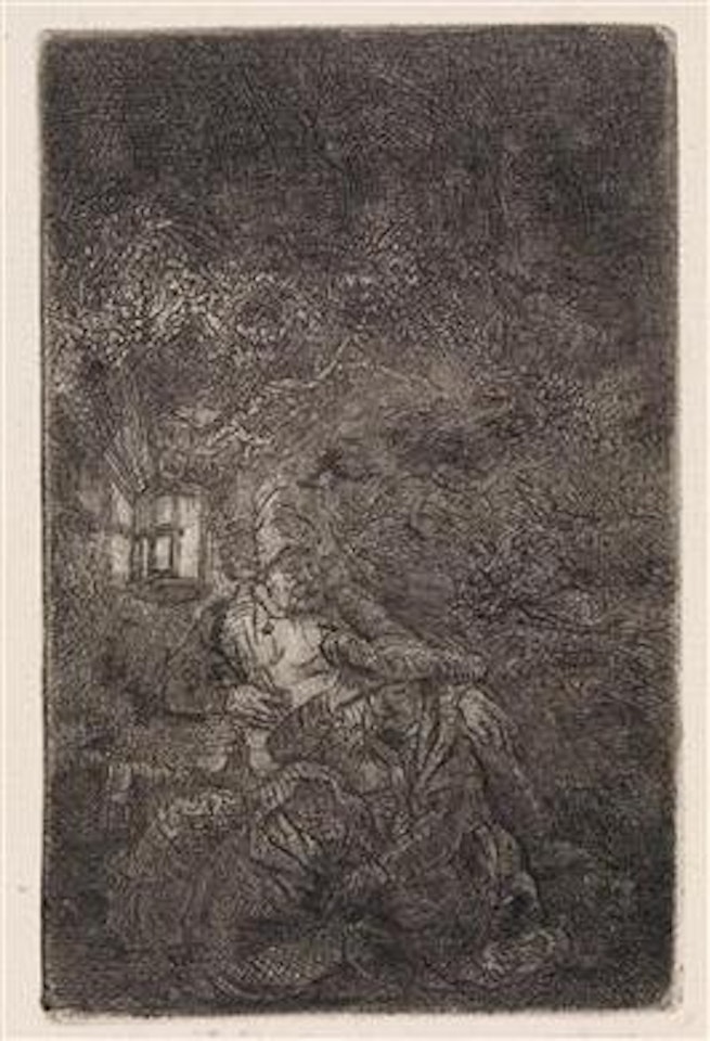 The Rest on the Flight into Egypt – night scene by Attributed to Rembrandt Harmensz van Rijn