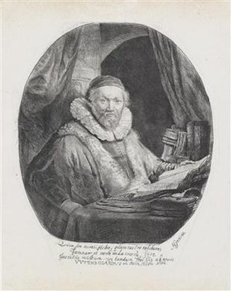 Portrait of Jan Uytenbogaert by Attributed to Rembrandt Harmensz van Rijn