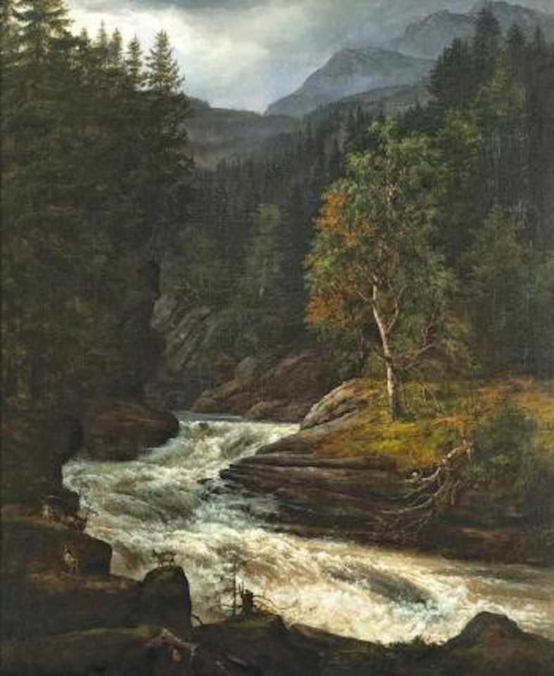 Waterfall in Hemsedal by Johan Christian Clausen Dahl