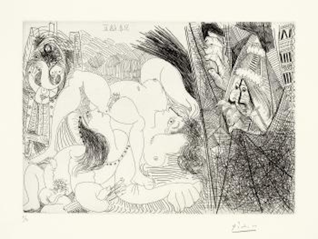 Raphael Et La Fornarina. IV: Avec Le Pape Tirant Le Rideau by Pablo Picasso