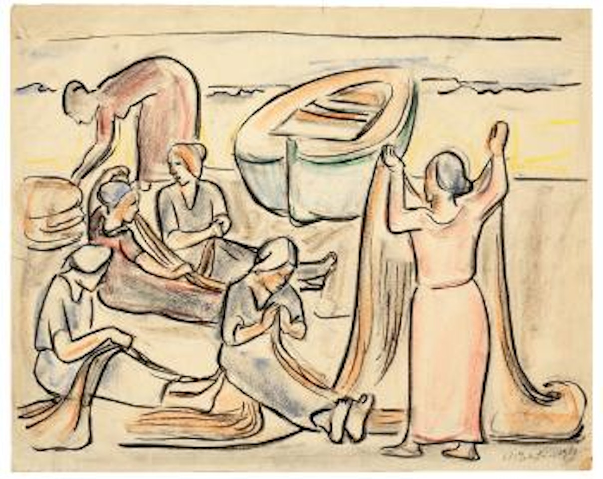 Netzeflickerinnen/Italien by Max Pechstein