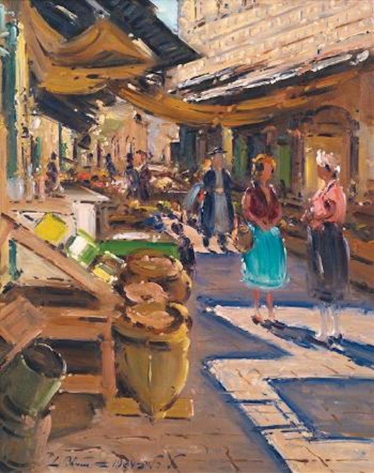 Market scene by Ludwig Blum