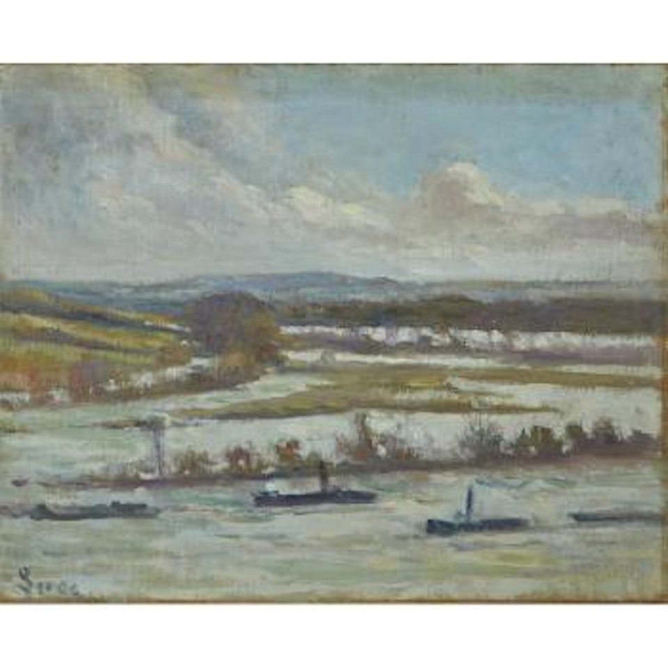 Guernes, remorqueurs sur la Seine by Maximilien Luce