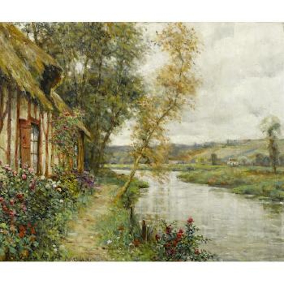 A cottage by a river, Normandy by Louis Aston Knight