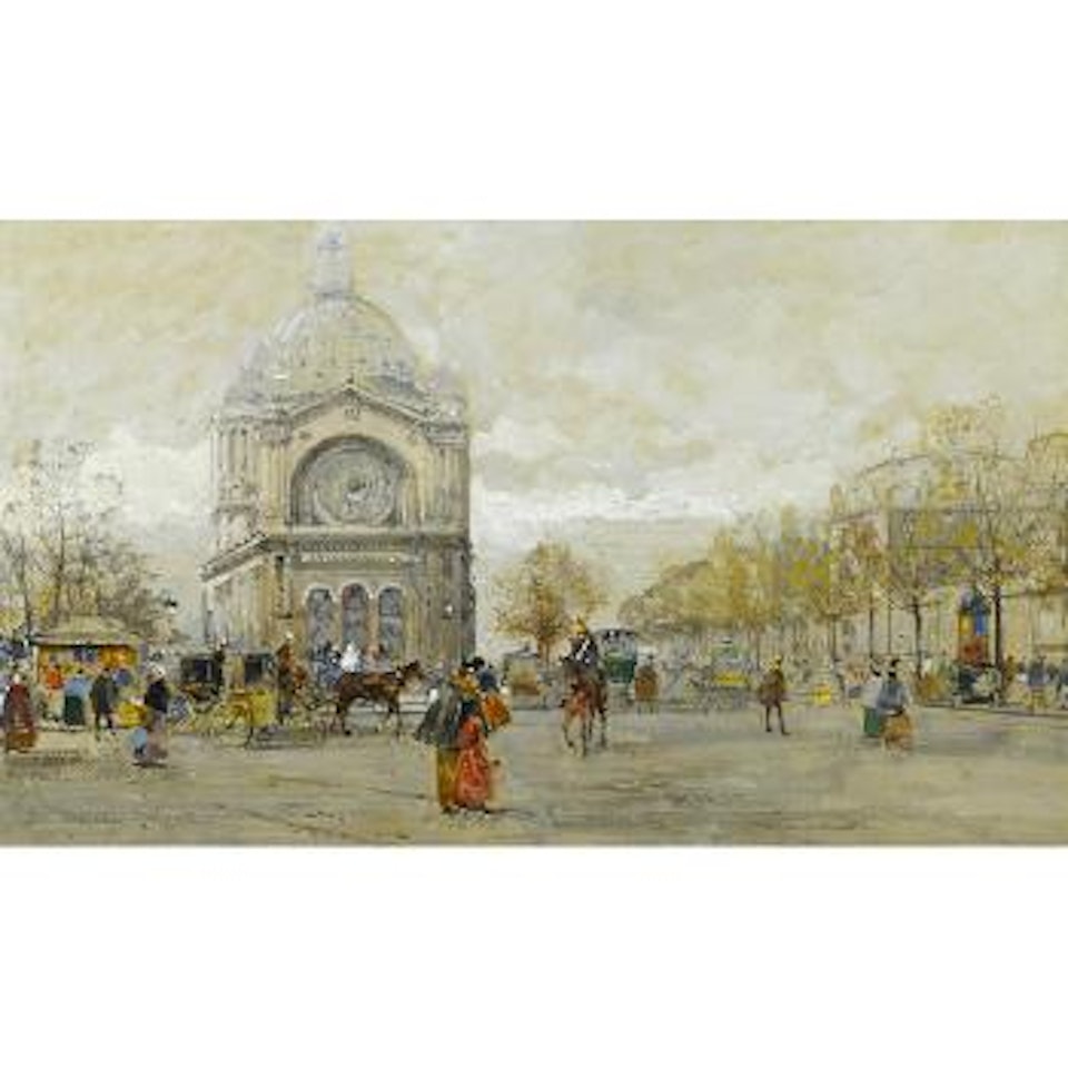The Church of St. Augustin, Paris by Eugene Galien-Laloue