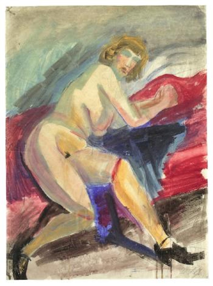 Käthe I (Akt Auf Rotem Sofa) by Otto Dix