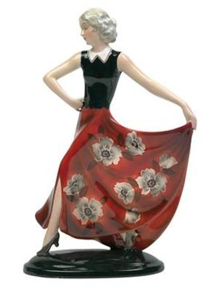 A figure of a walking girl by Josef Lorenzl
