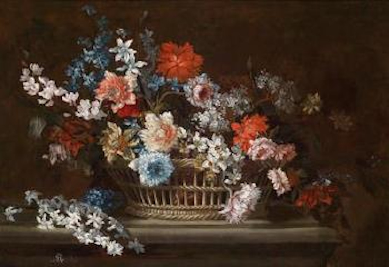 A floral still life with poppies, carnations, knotgrass and other flowers by Antoine Monnoyer by Jean Baptiste Monnoyer