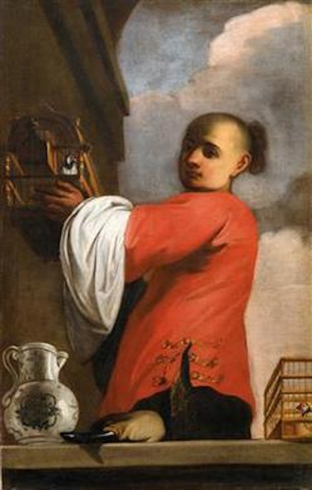 Young man with birdcages by Giovanni Battista Cimaroli