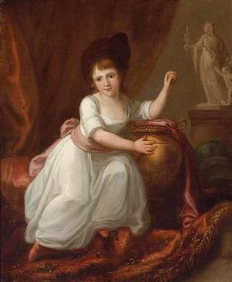 Portrait of a girl in a white dress by Angelica Kauffmann
