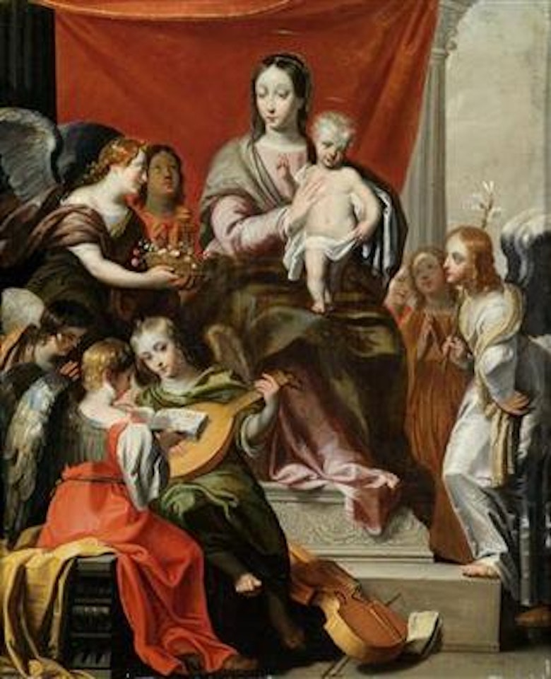 The Madonna and Child Enthroned and Music-Making Angels by Gérard Seghers