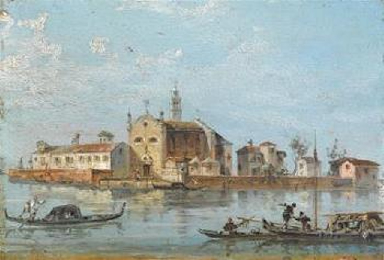 View of a church in the Venetian Lagoon by Venetian School