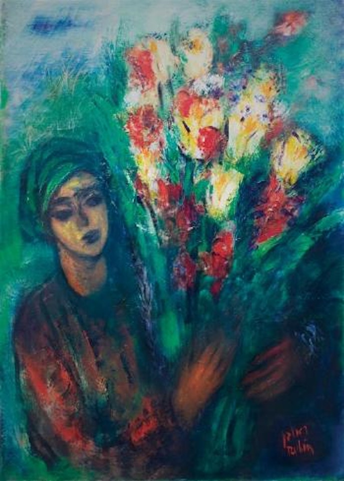 Boy with flowers by Reuven Rubin