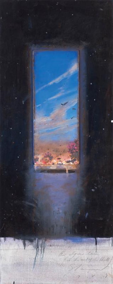 Her garden at the end of the hall by Tim Storrier