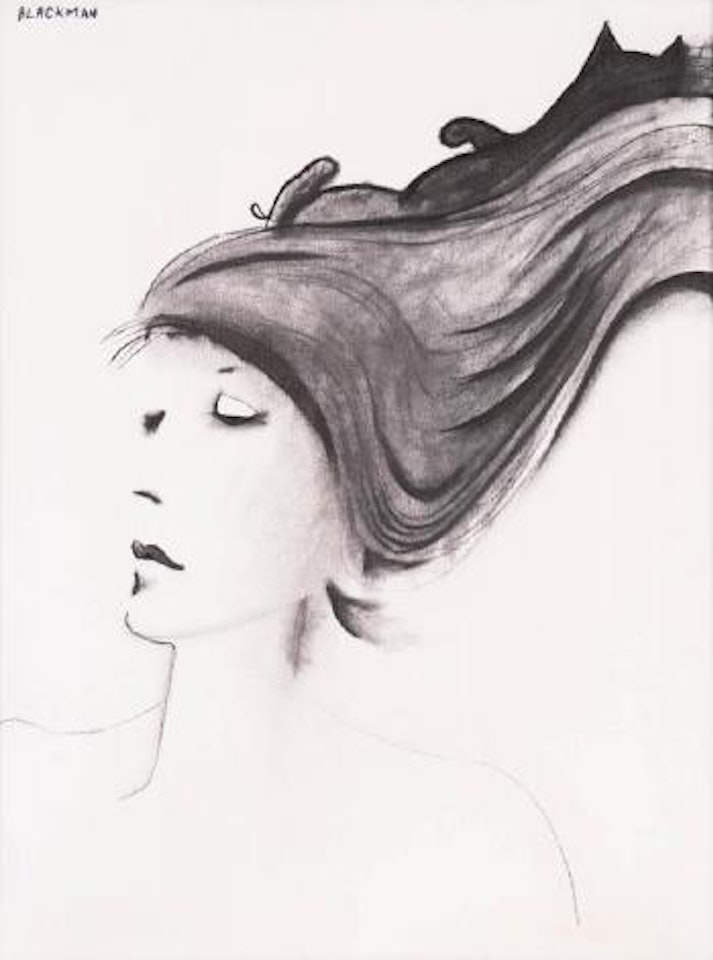 Girl and Cat dreaming by Charles Blackman