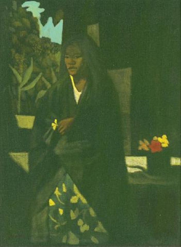 Woman with Frangipani by Ray Austin Crooke