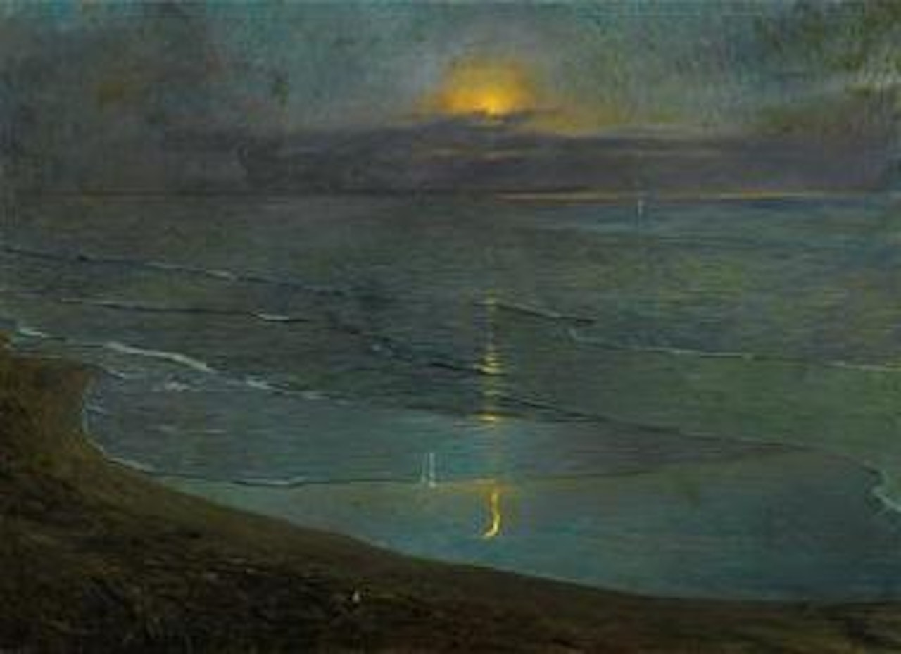Vedute of Grado at Night, Looking towards Trieste, Trieste by Ugo Flumiani