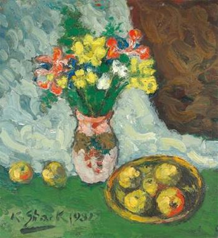 Still life with a bouquet of flowers and apples by Karl Stark
