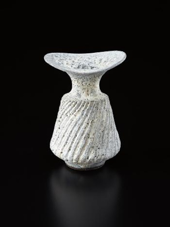 Vase with fluted body by Lucie Rie
