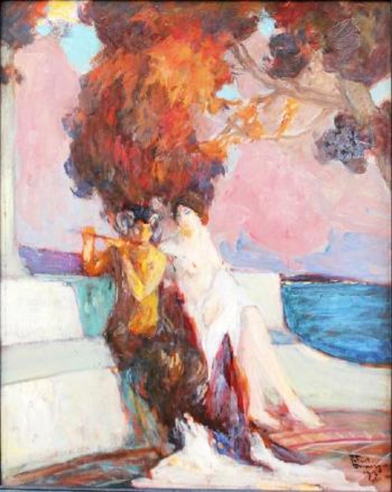 Le faune et sa muse en bord de mer by Jean Gabriel Domergue