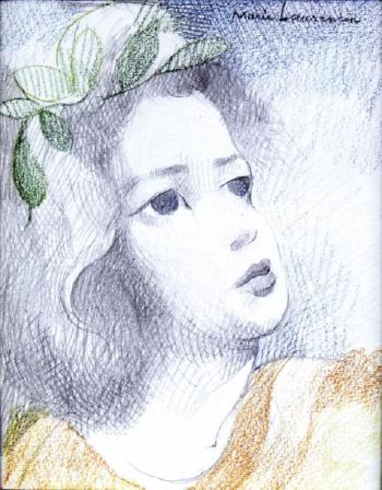 Visage, portrait à la tresse de feuillage by Marie Laurencin