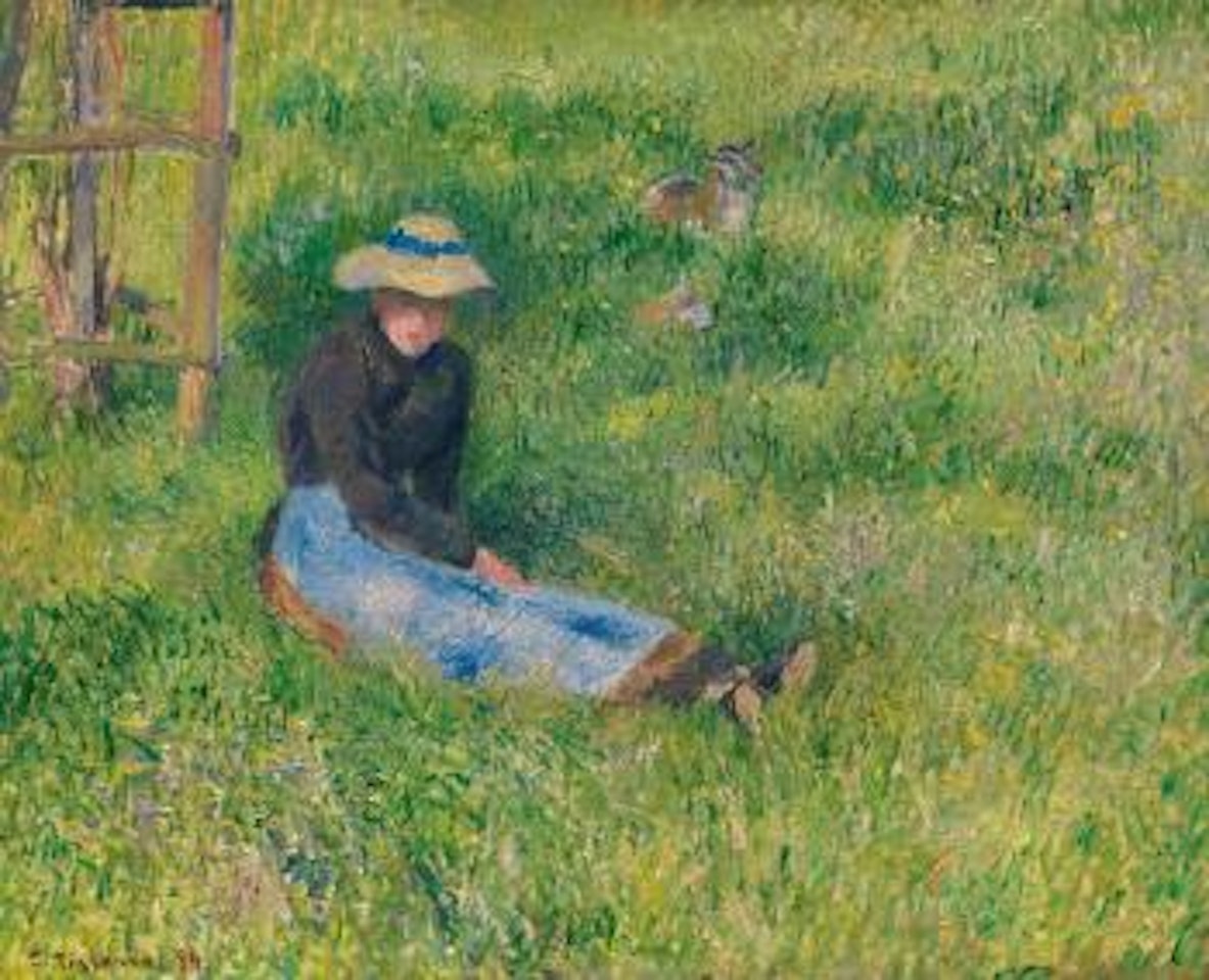 Paysanne Assise Et Chèvre by Camille Pissarro