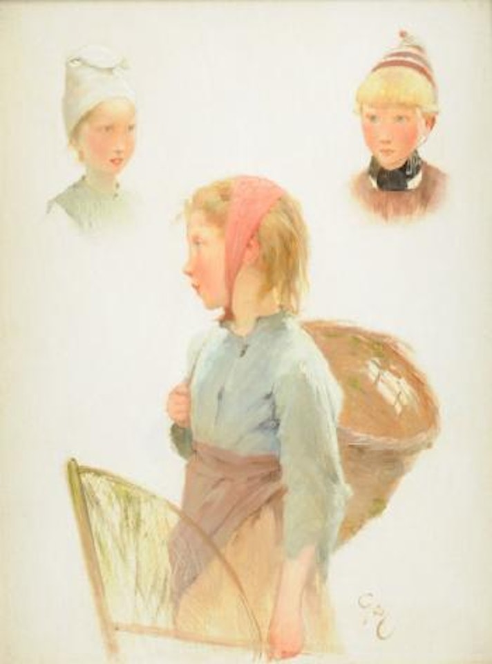 Figure with red scarf by Henry Jules Jean Geoffroy