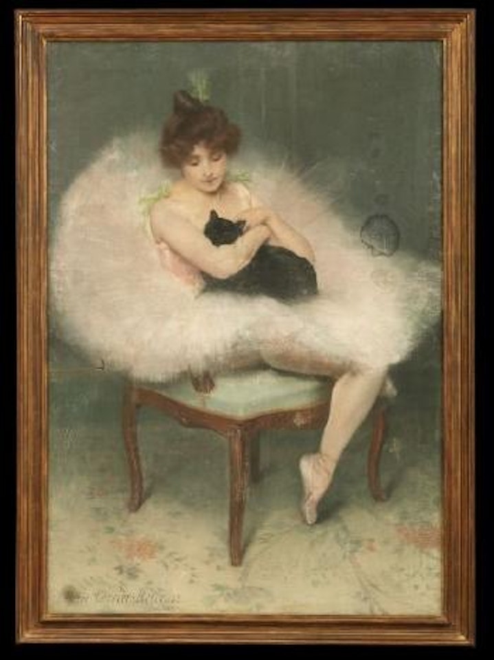 Ballerina with a black Cat by Pierre Carrier-Belleuse