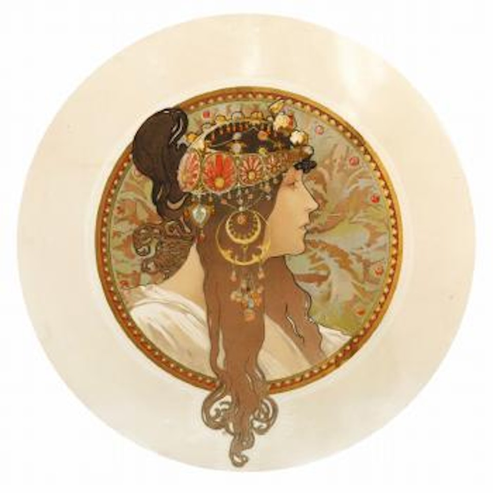 Byzantine style head (Brunet) by Alphonse Mucha